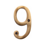 M Marcus Heritage Brass Numeral 9 - Face Fix 76mm Slimline font